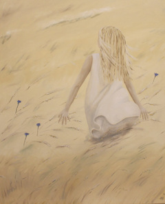   Öl auf Leinwand: Mädchen im Getreide . Größe: 100 cm x 80 cm. Verkauft.