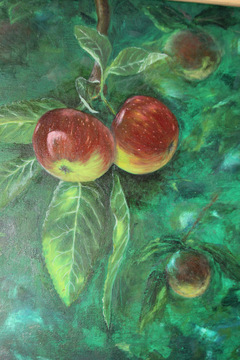Öl auf Leinwand: Äpfel. Größe:60 cm x 40 cm. Verkauft.
