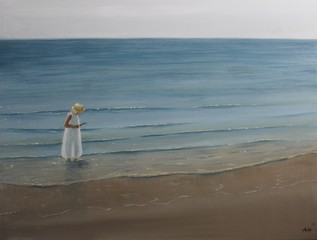 Öl auf Leinwand: Sommer Sonne Meer . Größe 60 cm x 80 cm . Verkauft.