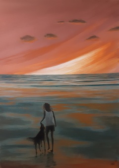Öl auf Leinwand: Beste Freunde , 70 cm x 50 cm , Verkauft. 