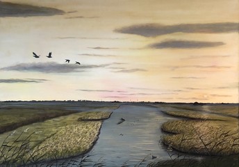 Öl auf Leinwand: Am Waldhusentief , 70 cm x 100 cm , verkauft.