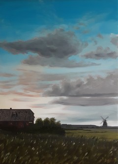 Öl auf Leinwand: Nordermühle am Abend, 70 cm x 50 cm, Preis auf Anfrage.