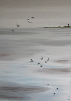 Öl auf Leinwand: Wattenmeer vor Pellworm, 70 cm x 50 cm, verkauft .