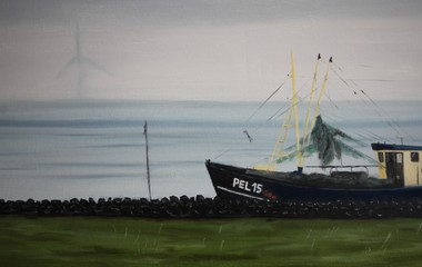 Öl auf Leinwand: Einfahrt in den Hafen, 30 cm x 80 cm, verkauft .