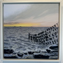 Öl auf Leinwand : Blick zur Hallig , 40 cm x40 cm , Preis auf Anfrage .