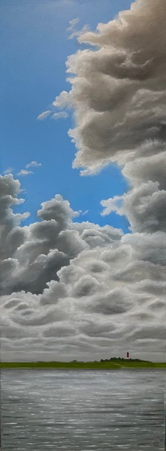 Öl auf Leinwand : Wolkentürme (Ausschnitt) , 80 cm x 30 cm , verkauft .