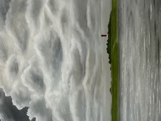 Öl auf Leinwand : Wolkentürme , 80 cm x 30 cm , verkauft .