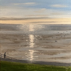 Öl auf Leinwand : Glitzerwatt , verkauft .