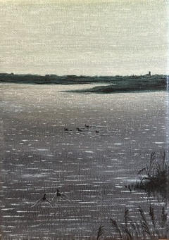 Öl auf Leinwand : Küstenperle 1 , 18 x 13 cm , verkauft .