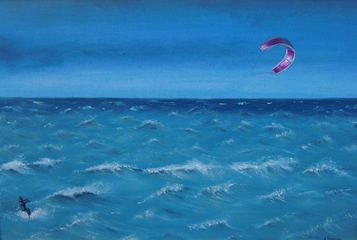 Öl auf Leinwand: Kytesurfer. Größe:40 cm x 60 cm. Verkauft.