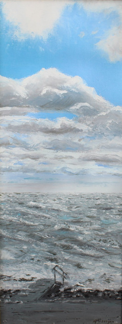 Öl auf Leinwand: Stürmische See. Größe:50 cm x 20 cm. Verkauft.