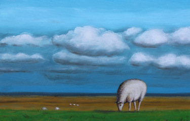 Öl auf Leinwand: Auf dem Deich. Größe: 40 cm x 60 cm. verkauft.